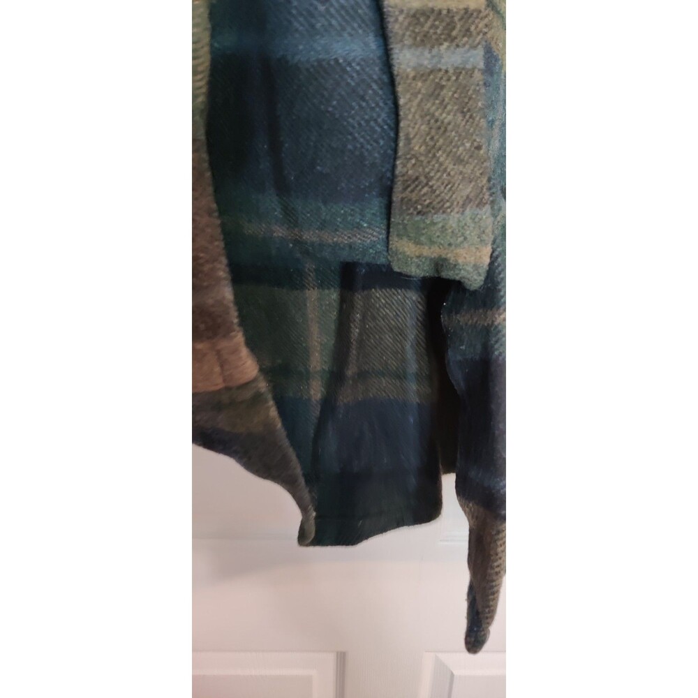 Vintage Traverse Bay Woolen Company Wool Flannel Shirt Green Blue Color 40s 50s - Picture 13 of 15